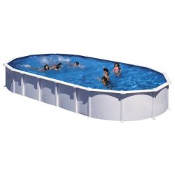   Gre fehér ovális fémpalástos medence acélgerenda alappal 915 x 470 x 132 cm 