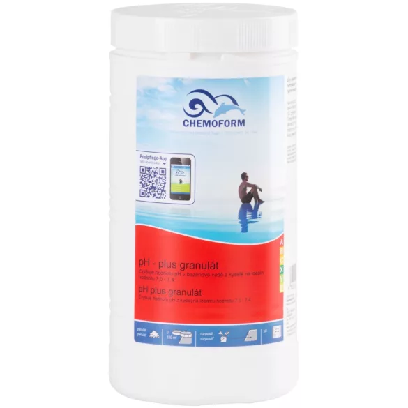 Medence pH emelő granulátum, Chemoform 0802 pH Plus, fehér, 1 kg, kloridmentes, gyorsan oldódó, hosszú távú hatás