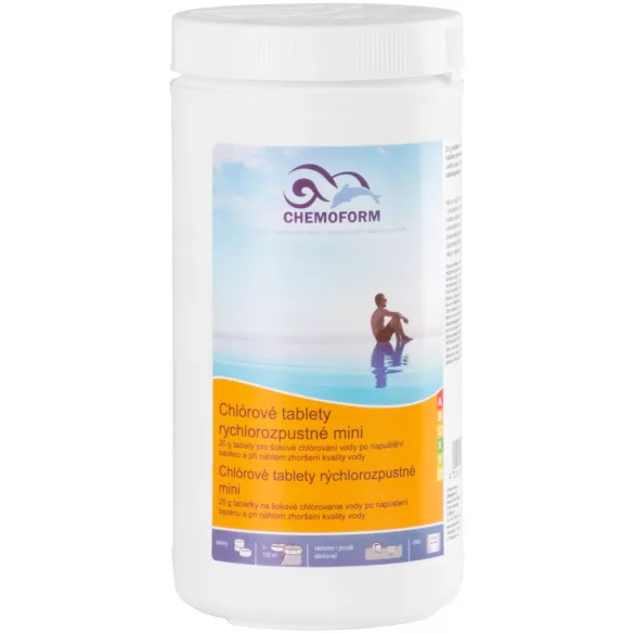 Medence klórtabletta, Chemoform 4601 (20 g), fehér, 1 kg, 50 % aktív klór, gyorsan oldódó, pH-semleges, stabilizált