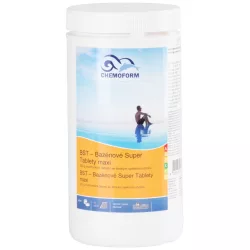   Medence többfunkciós fertőtlenítő tabletta, Chemoform 7601 BST Maxi (200 g), fehér, 1 kg, multifunkciós, lassan oldódó, klórozó, algagátló, pelyhesítő hatás