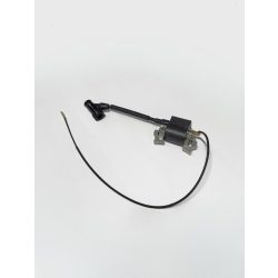   Fűnyíró gyújtótekercs, UNI XYM158/168, fekete, előszerelt gyújtókábel és gyertyapipa, hőálló burkolat, 2 csavaros felfogatás