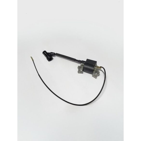 Fűnyíró gyújtótekercs, UNI XYM158/168, fekete, előszerelt gyújtókábel és gyertyapipa, hőálló burkolat, 2 csavaros felfogatás