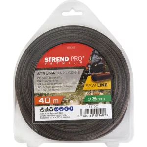 Fűkasza damil, Strend Pro Garden Premium SawLine, 3,0 mm, 40 m, sötétbarna, fogazott, nagy szilárdságú, kopásálló, bliszteres