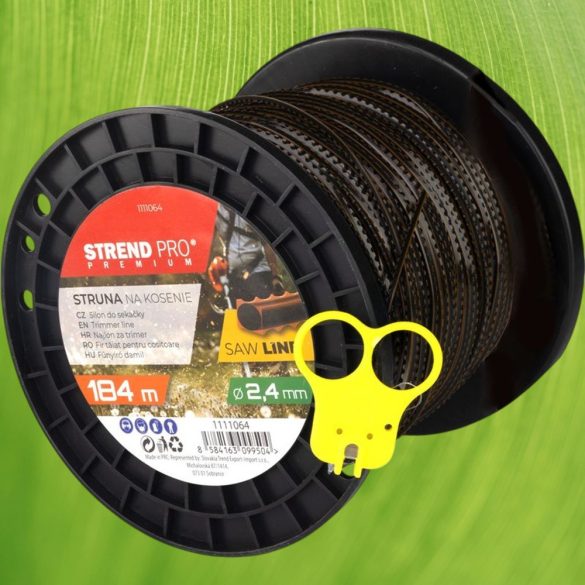Fűkasza damil, Strend Pro Garden Premium SawLine, 2,4 mm, 184 m, sötétbarna, fogazott, kopásálló, tekercses
