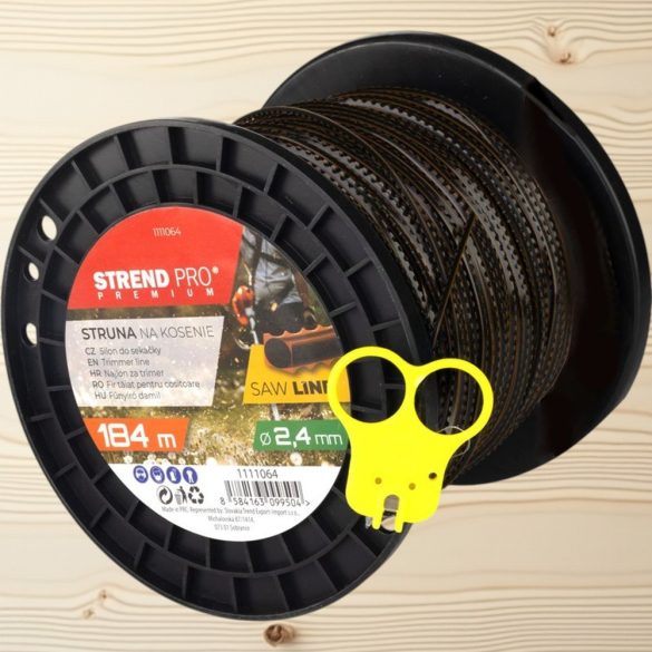 Fűkasza damil, Strend Pro Garden Premium SawLine, 2,4 mm, 184 m, sötétbarna, fogazott, kopásálló, tekercses