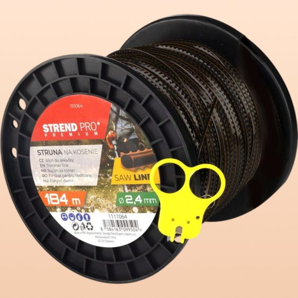 Fűkasza damil, Strend Pro Garden Premium SawLine, 2,4 mm, 184 m, sötétbarna, fogazott, kopásálló, tekercses