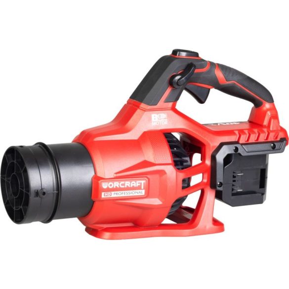 Akkumulátoros lombfúvó, Worcraft CLB-S40LiBA ShareSYS, piros/fekete, 2 x 20 V Li-Ion, légsebesség: 202 km/h, légszállítás: 13,5 m3/perc, 3 fúvókával, akkumulátor és töltő nélkül