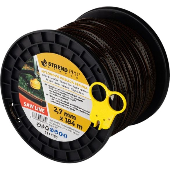 Fűkasza damil, Strend Pro Garden Premium SawLine, 2,7 mm, 184 m, sötétbarna, fogazott, nagy szilárdságú, kopásálló, tekercses