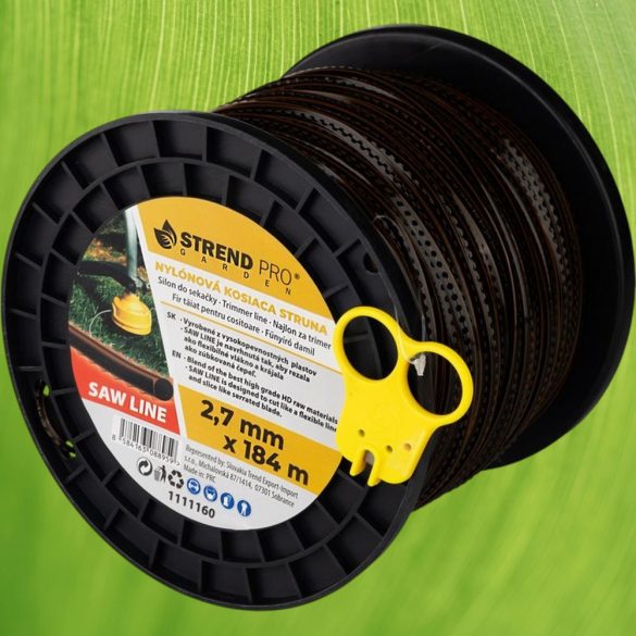 Fűkasza damil, Strend Pro Garden Premium SawLine, 2,7 mm, 184 m, sötétbarna, fogazott, nagy szilárdságú, kopásálló, tekercses