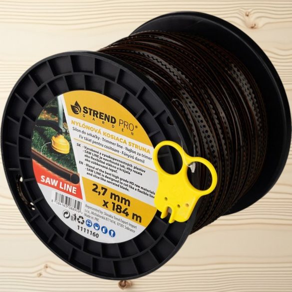Fűkasza damil, Strend Pro Garden Premium SawLine, 2,7 mm, 184 m, sötétbarna, fogazott, nagy szilárdságú, kopásálló, tekercses