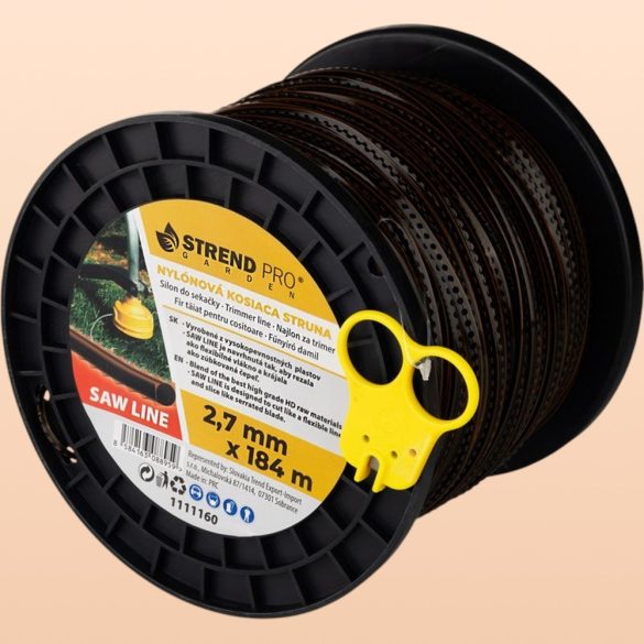 Fűkasza damil, Strend Pro Garden Premium SawLine, 2,7 mm, 184 m, sötétbarna, fogazott, nagy szilárdságú, kopásálló, tekercses