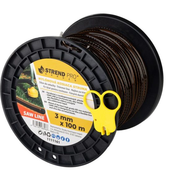 Fűkasza damil, Strend Pro Garden Premium SawLine, 3,0 mm, 100 m, sötétbarna, fogazott, nagy szilárdságú, kopásálló, tekercses