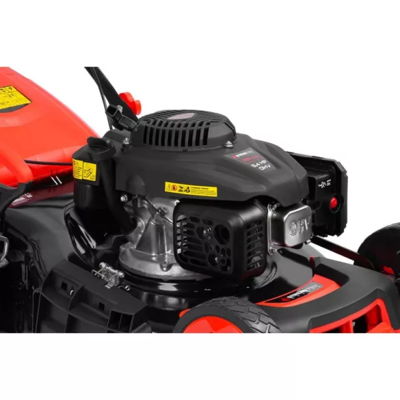 Benzinmotoros fűnyíró, Strend Pro Garden QL53P-196, fekete/piros, vágásszélesség: 53 cm, Loncin V200 motor, 196 cm3, 4 ütemű, 4000 W, 5,4 LE, 3600 fordulat/perc, 60 l gyűjtőkosár, oldalkidobás, mulcsozás, önjáró