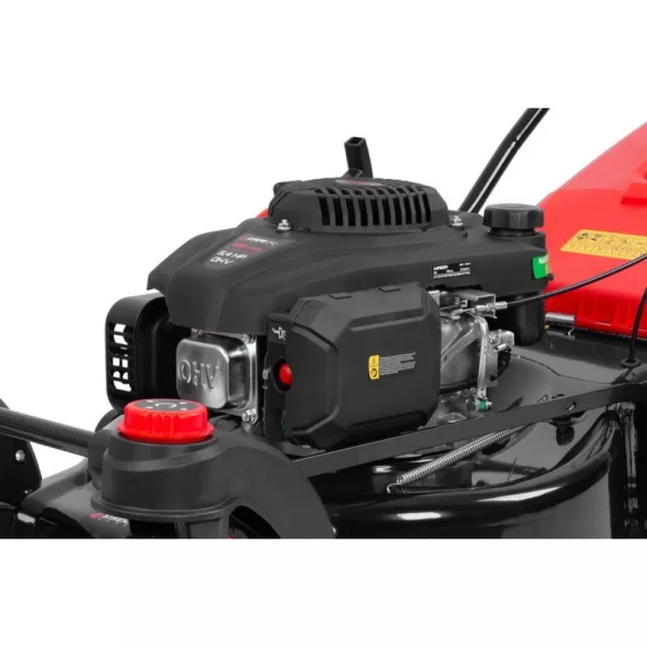 Benzinmotoros fűnyíró, Strend Pro Garden TB53S13, fekete/piros, vágásszélesség: 53,3 cm, Loncin V200 motor, 196 cm3, 4 ütemű, 4000 W, 5,4 LE, 3600 fordulat/perc, forgatható első kerekek, 60 l gyűjtőkosár, oldalkidobás, mulcsozás, önjáró