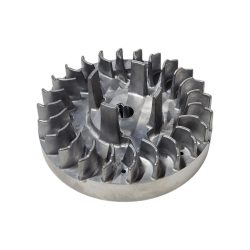   Fűnyíró lendkerék, Strend Pro Garden QL46PD-139 benzinmotoros fűnyíróhoz, fémes ezüst, öntött alumínium, hűtőbordás