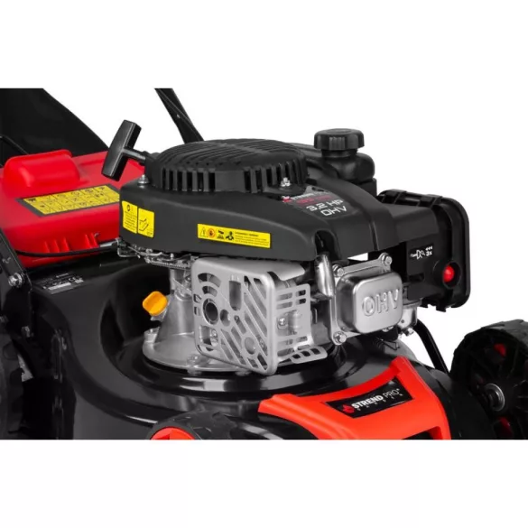 Benzinmotoros fűnyíró, Strend Pro Garden QL41S-139, fekete/piros, vágásszélesség: 40,6 cm, Loncin LC1P65FE-4 motor, 139 cm3, 4 ütemű, 2400 W, 3,2 LE, 3600 fordulat/perc, 45 l gyűjtőkosár, önjáró
