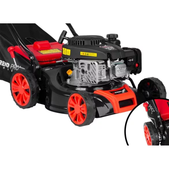 Benzinmotoros fűnyíró, Strend Pro Garden QL41S-139, fekete/piros, vágásszélesség: 40,6 cm, Loncin LC1P65FE-4 motor, 139 cm3, 4 ütemű, 2400 W, 3,2 LE, 3600 fordulat/perc, 45 l gyűjtőkosár, önjáró
