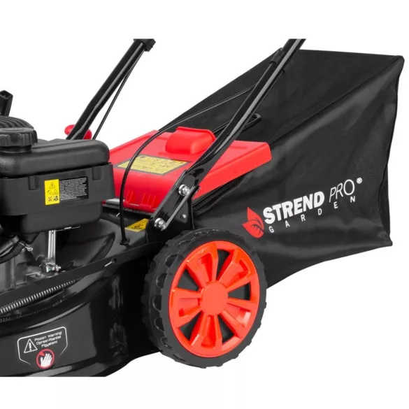 Benzinmotoros fűnyíró, Strend Pro Garden QL41S-139, fekete/piros, vágásszélesség: 40,6 cm, Loncin LC1P65FE-4 motor, 139 cm3, 4 ütemű, 2400 W, 3,2 LE, 3600 fordulat/perc, 45 l gyűjtőkosár, önjáró