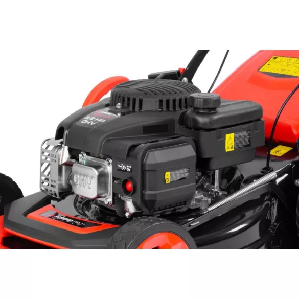 Benzinmotoros fűnyíró, Strend Pro Garden QL46P-139, fekete-piros, vágásszélesség: 46 cm, Loncin motor, 139 cm3, 4 ütemű, 2400 W, 3,2 LE, 3600 fordulat/perc, 60 l gyűjtőkosár, mulcsozás, oldalkidobás, önjáró