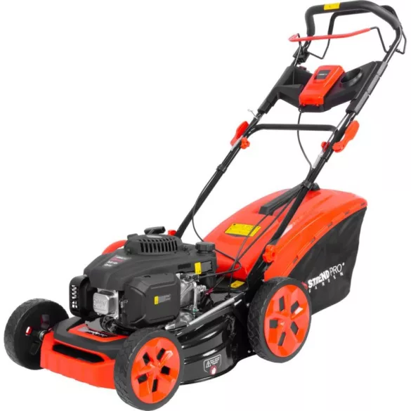 Benzinmotoros fűnyíró, Strend Pro Garden QL46PD-139, fekete/piros, vágásszélesség: 46 cm, Loncin motor, 139 cm3, 4 ütemű, 2400 W, 3,2 LE, 3600 fordulat/perc, 60 l gyűjtőkosár, mulcsozás, önjáró
