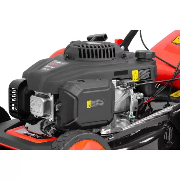 Benzinmotoros fűnyíró, Strend Pro Garden QL46PD-139, fekete/piros, vágásszélesség: 46 cm, Loncin motor, 139 cm3, 4 ütemű, 2400 W, 3,2 LE, 3600 fordulat/perc, 60 l gyűjtőkosár, mulcsozás, önjáró