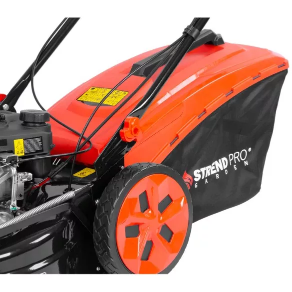 Benzinmotoros fűnyíró, Strend Pro Garden QL46PD-139, fekete/piros, vágásszélesség: 46 cm, Loncin motor, 139 cm3, 4 ütemű, 2400 W, 3,2 LE, 3600 fordulat/perc, 60 l gyűjtőkosár, mulcsozás, önjáró