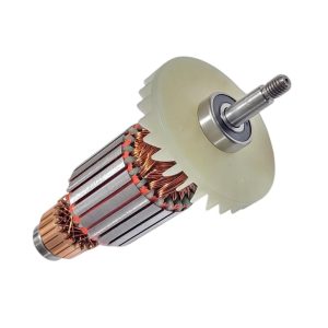 Fűnyíró rotor, Strend Pro Garden TBE1636 elektromos fűnyíróhoz, 1-18. számú pótalkatrész, fémes ezüst, réz tekercselés, acél tengely, beépített csapágy, műanyag hűtőventilátor