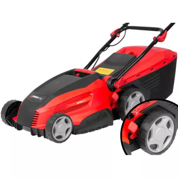 Elektromos fűnyíró, Strend Pro Garden TBE1636, piros/fekete, vágásszélesség: 36 cm, 1600 W, 230 V / 50 Hz, 40 l gyűjtőkosár