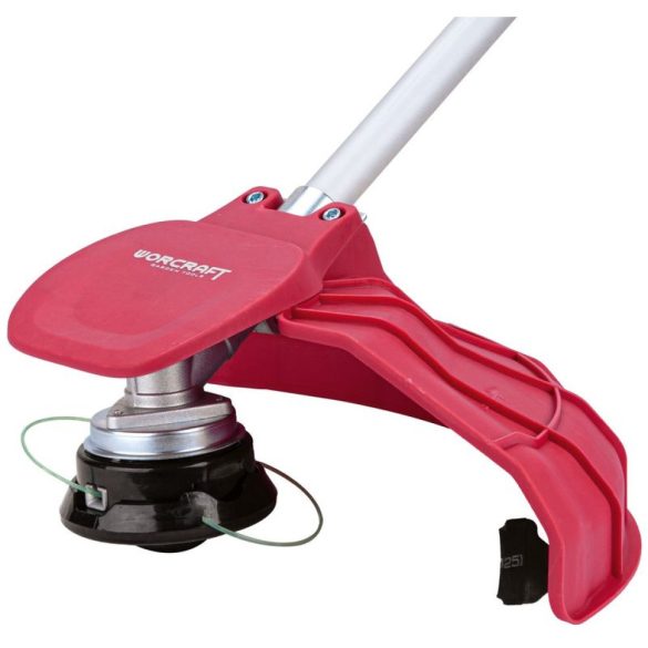 Akkumulátoros bozótvágó és fűkasza, Worcraft CGT-S40LiBHP ShareSYS, piros/ezüst, 2 az 1-ben, 2 x 20 V Li-Ion, 6700/6200 fordulat/perc, szénkefe nélküli, akkumulátor és töltő nélkül