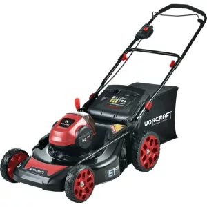 Akkumulátoros fűnyíró, Worcraft CLM-S58LiB, fekete/piros, vágásszélesség: 50,8 cm, 58 V Li-Ion, 3200 fordulat/perc, 60 l gyűjtőkosár, mulcsozás, oldalkidobás, akkumulátorral és töltővel