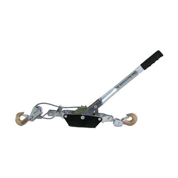 Racsnis kötélfeszítő, Strend Pro HP-995, ezüst, kézi, 100 cm kötélhossz, 0,5 cm átmérő, 2000 kg teherbírás, acélkötél, biztonsági kampókkal