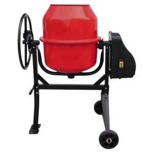 Betonkeverő, Strend Pro CMX16, piros/fekete, 550 W, 160 l, 230 V/50 Hz, porszórt acél váz és dob, 2 kerék, billenőmechanika