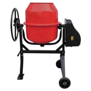 Betonkeverő, Strend Pro CMX18, piros/fekete, 800 W, 180 l, 230 V/50 Hz, porszórt acél váz és dob, 2 kerék, billenőmechanika