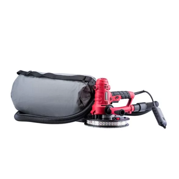 Elektromos falcsiszoló, Worcraft DS08-180, piros/fekete, 800 W, 230 V, csiszolótányér: 180 mm, fordulatszám: 1200/2300 fordulat/perc, LED világítás, porzsák, porszívó adapter