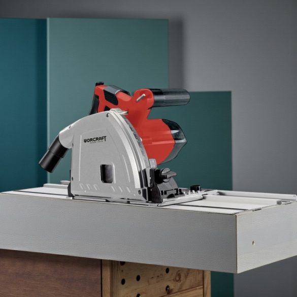 Merülőfűrész, Worcraft TS12-165, 1200 W, 165 mm tárcsa, 54 mm vágásmélység, állítható mélység és szög, 2 x 70 cm vezetősínnel