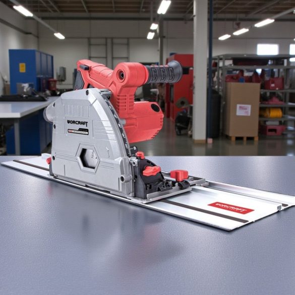 Merülőfűrész, Worcraft TS12-165A, 1200 W, 165 mm tárcsa, 54 mm vágásmélység, állítható mélység és szög, 2 x 70 cm vezetősínnel