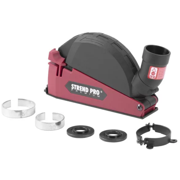 Sarokcsiszoló elszívó burkolat, Strend Pro CDS5, piros/fekete, 115 / 125 mm sarokcsiszolóhoz, porszívóhoz csatlakoztatható (TC113119)
