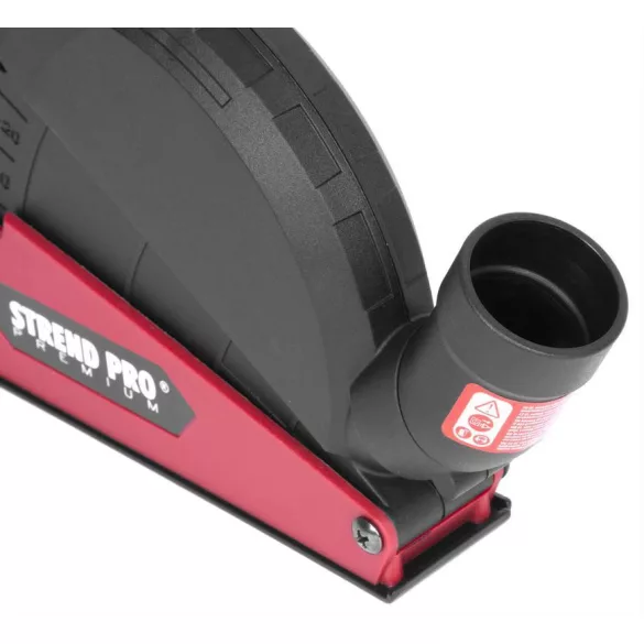Sarokcsiszoló elszívó burkolat, Strend Pro CDS5, piros/fekete, 115 / 125 mm sarokcsiszolóhoz, porszívóhoz csatlakoztatható (TC113119)