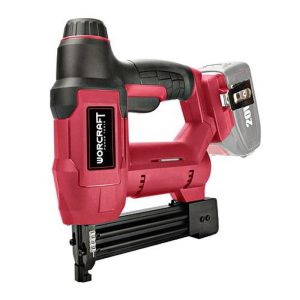 Akkumulátoros tűzőgép, szögbelövő, Worcraft CNS-S20Li ShareSYS, piros/fekete, 19 mm U alakú kapcsokhoz / 19 mm szeghossz, 20 lövés/perc, 20 V Li-Ion, akkumulátor és töltő nélkül