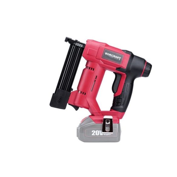Akkumulátoros tűzőgép, szögbelövő, Worcraft CNS-S20Li ShareSYS, piros/fekete, 19 mm U alakú kapcsokhoz / 19 mm szeghossz, 20 lövés/perc, 20 V Li-Ion, akkumulátor és töltő nélkül