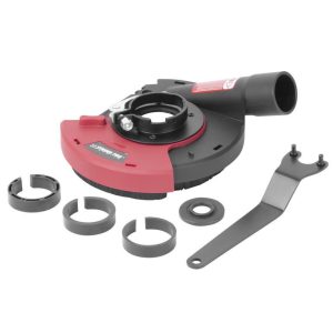 Sarokcsiszoló elszívó fedél, Strend Pro DP128, piros/fekete, 115 / 125 mm, sarokcsiszolóhoz, porszívóhoz csatlakoztatható