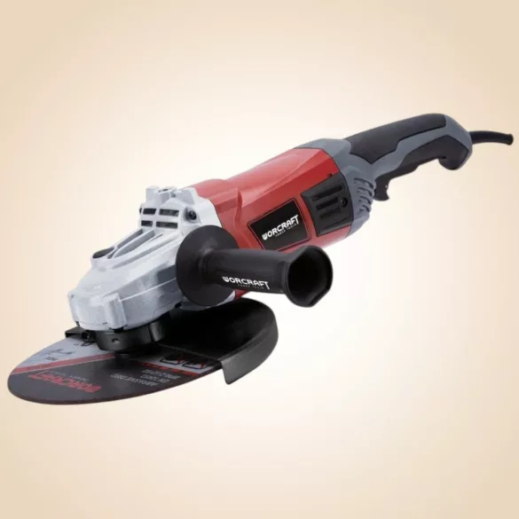 Elektromos sarokcsiszoló, Worcraft AG24-230A, piros/fekete, 230 mm, 2350 W, 6600 fordulat/perc, 230 V, lágyindítás