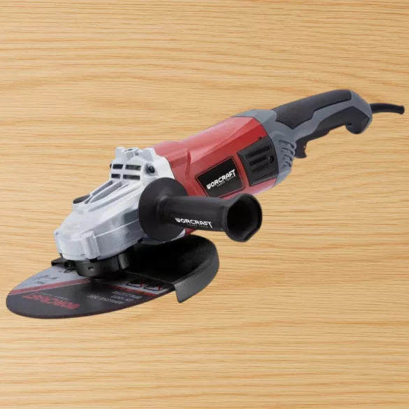 Elektromos sarokcsiszoló, Worcraft AG24-230A, piros/fekete, 230 mm, 2350 W, 6600 fordulat/perc, 230 V, lágyindítás