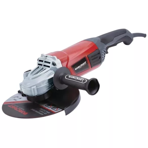 Elektromos sarokcsiszoló, Worcraft AG24-230H, piros/fekete, 230 mm, 2400 W, 6600 fordulat/perc, 230 V, lágyindítás