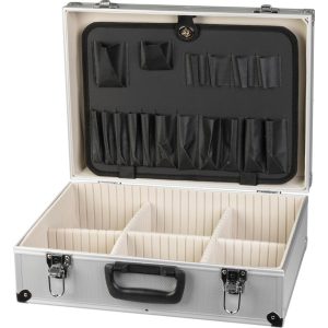 Szerszámos táska, Strend Pro ATB80, 45 x 33 x 15 cm, ezüst, alumínium, zárható, kényelmes fogantyú