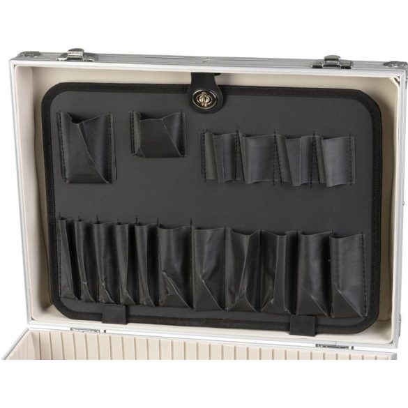 Szerszámos táska, Strend Pro ATB80, 45 x 33 x 15 cm, ezüst, alumínium, zárható, kényelmes fogantyú