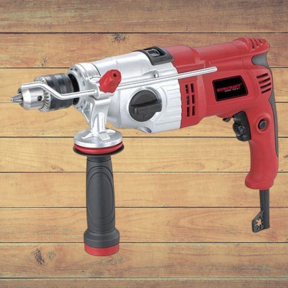 Elektromos ütvefúró, Worcraft ID-1050, ezüst/piros, 1050 W, 16 mm tokmány, kétfokozatú, 0-1100 / 0-2800 fordulat/perc, jobb-bal forgás