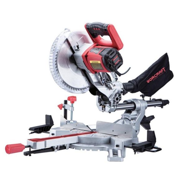 Elektromos gérvágó fűrész, Worcraft MS20-255, 2000 W, 255 mm tárcsa, 5000 fordulat/perc, 230 V, csúszó funkció, lézeres vezető, porzsák, oldaltámaszok