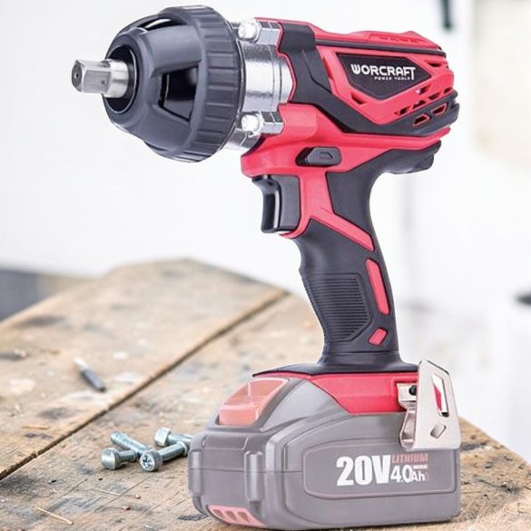 Akkumulátoros ütvecsavarozó, Worcraft CIW-S20Li ShareSYS, piros/fekete, 350 Nm, 0-2200 fordulat/perc, 20 V Li-Ion, dugókulcsokkal, akkumulátor és töltő nélkül