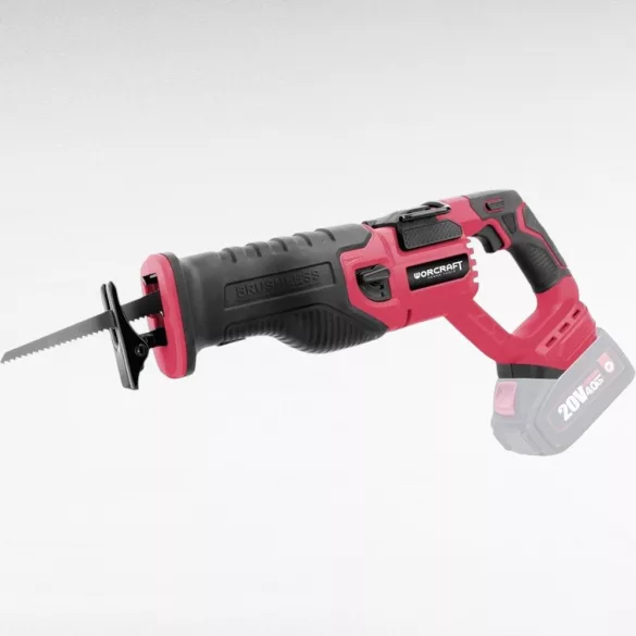 Akkumulátoros orrfűrész, Worcraft CSS-S20LiB ShareSYS, piros/fekete, 4 Ah 20 V Li-Ion, 0-2200 löket/perc, lökethossz: 30 mm, akkumulátor és töltő nélkül